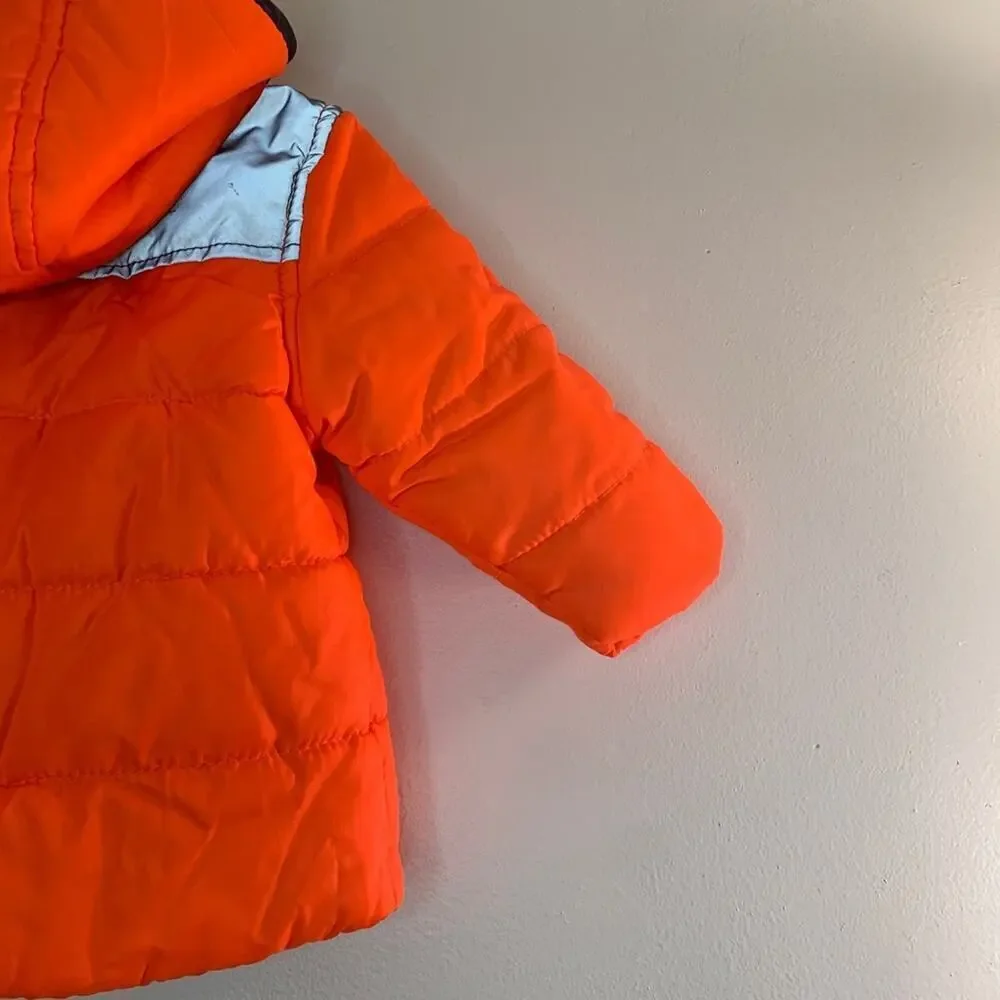 CARTER’S Boy’s Neon Orange and Reflective Shoulders Hooded Coat / Size: 18 Mos